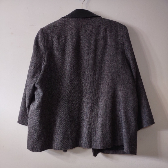 Anthropologie Sandro Wool Blazer with Faux Leather Collar, Size 20W - Picture 3 of 8